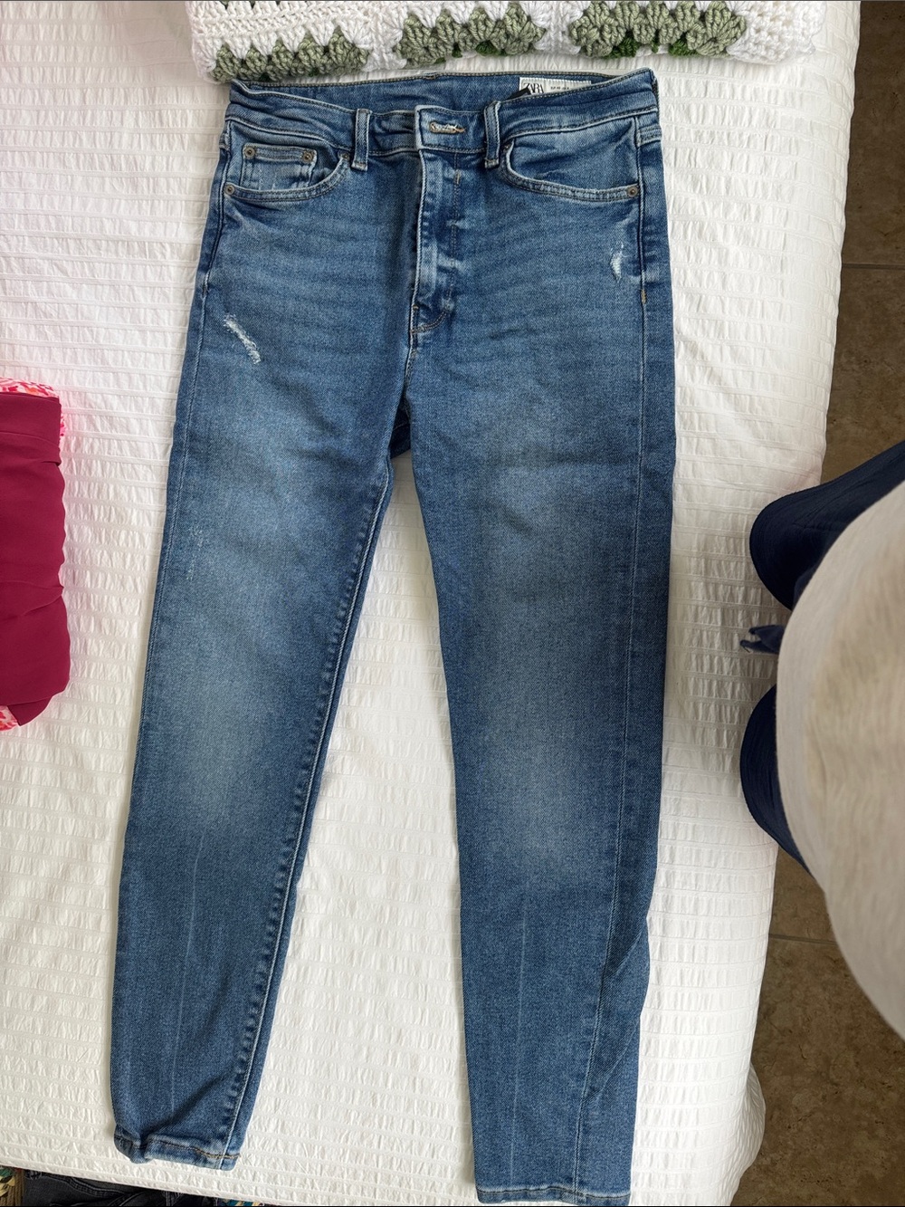Zara Women's Skinny Jeans - Medium Blue Denim